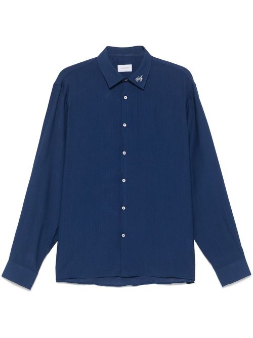 Family First crinkled-finish shirt - Blue