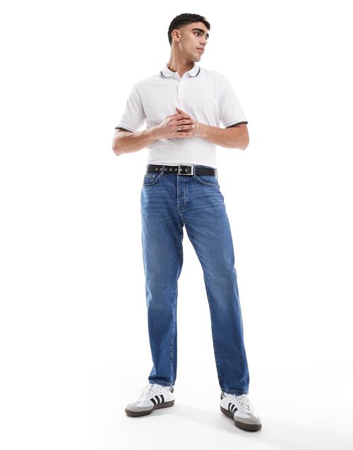 Tipped pique polo in white