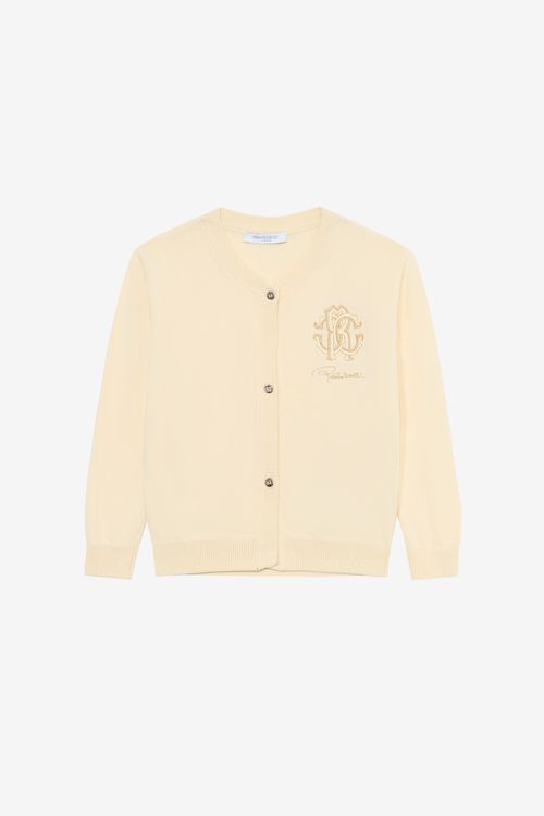 Light Yellow Cardigan With Monogram Rc - Female Girls (4
