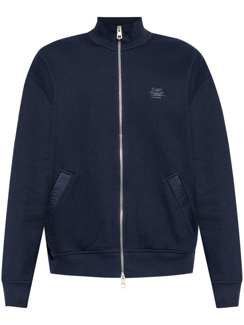 Pegaso-embroidered cotton jacket - Blue