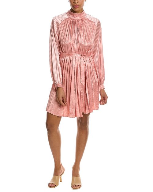 Accordion Pleated Mini Dress