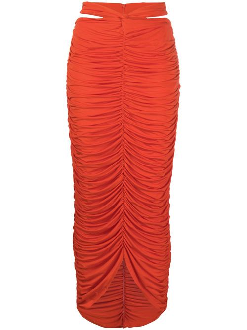 Farrah cut-out ruched maxi skirt - Red