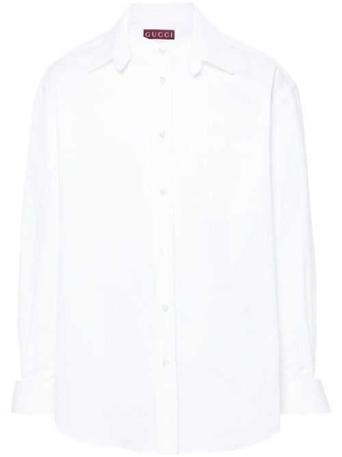 Logo-embossed cotton shirt - White