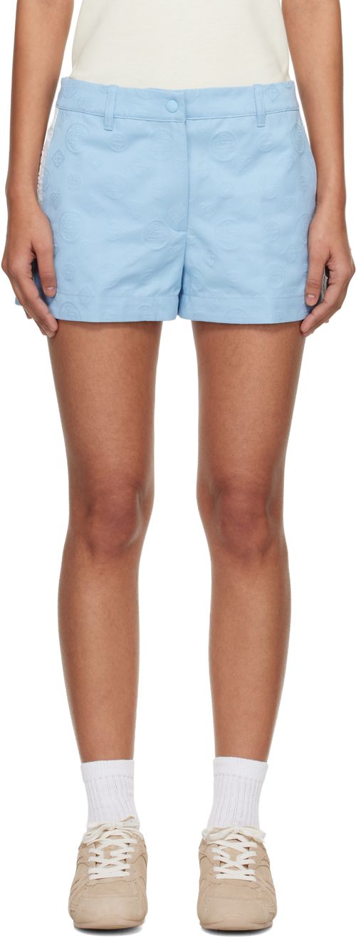 Blue Monogram Mini Shorts