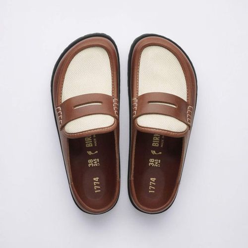 Leather Wrapped Loafer Sandal — Brown