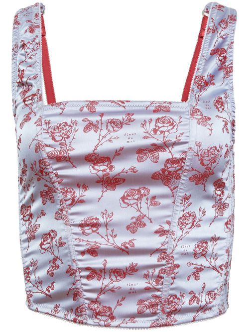 Rose jacquard corset top - Blue