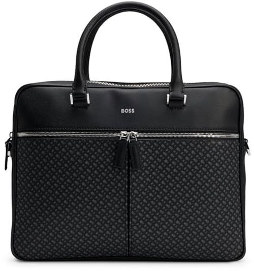 BOSS, Zair Bonded Leather Brief Case, Catfish Black, One Size