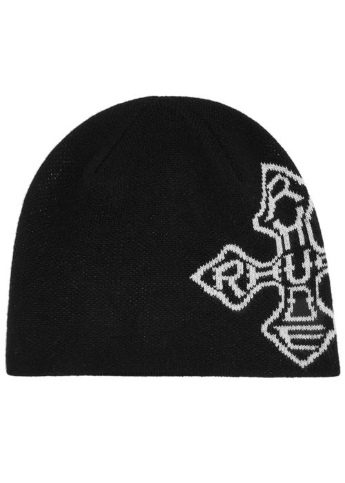 Cross-intarsia Cotton-blend Beanie - Black