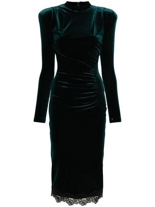 Logo-plaque midi dress - Green