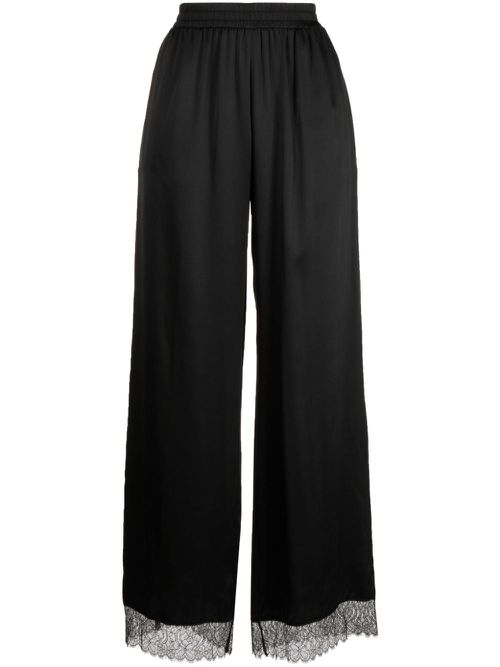 Elasticated-waistband silk trousers - Black