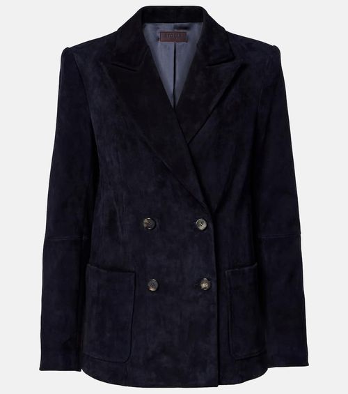 Suede double-breasted blazer