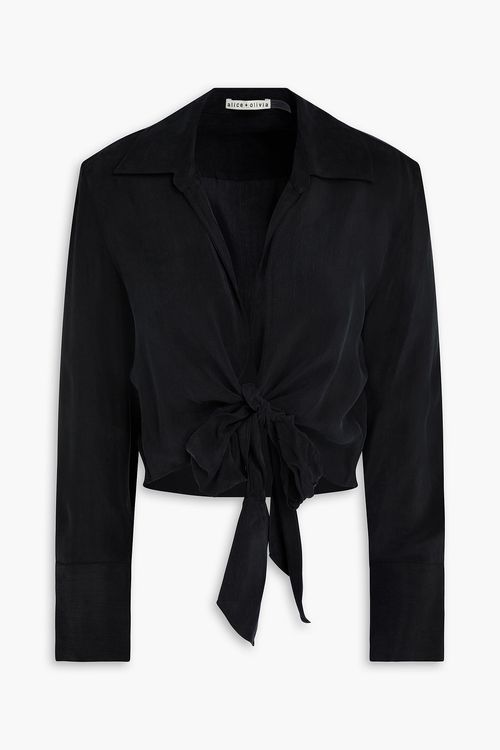 Alice Olivia - Hannon washed-cupro shirt - Black - L