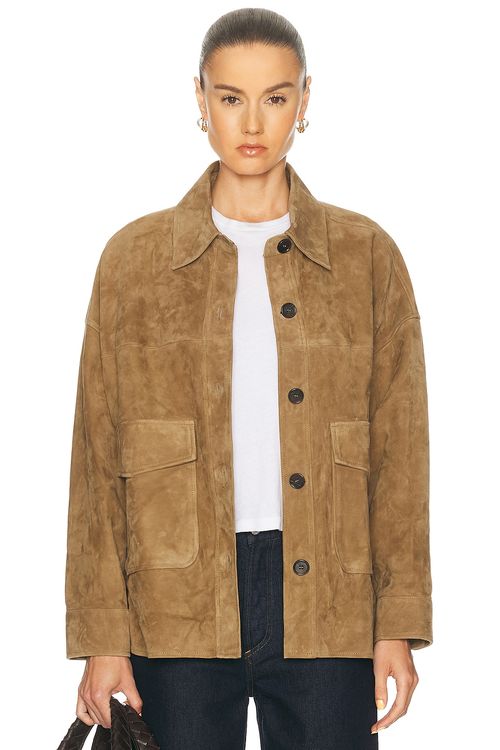 ARMA Kaylee Suede Jacket in Olive - Olive. 34 also