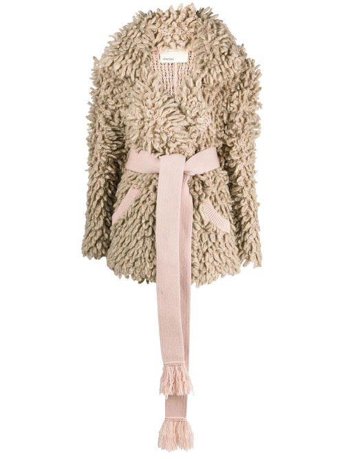 Faux-fur fluffy coat - Brown
