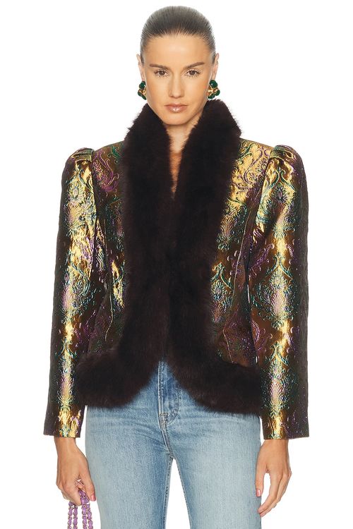 Retrofete Delphina Brocade Jacket in Metallic Gold