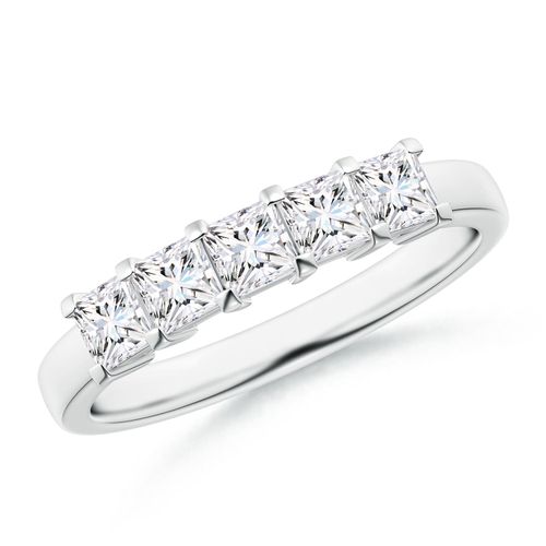 Angara 0.8 Carat Classic Five Stone Princess Diamond Wedding Ring for Her in Platinum