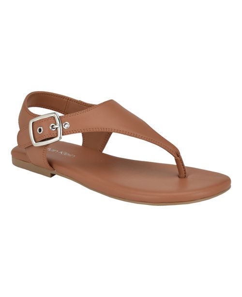Women's Moraca Round Toe Flat Casual Sandals - Dark Natural - Faux Leather - Polyuretha