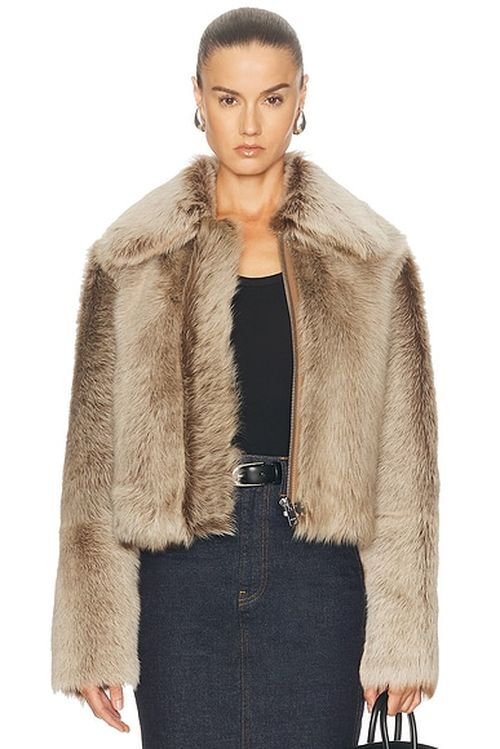ARMA Lucie Shearling Jacket in Cigar - Brown. 34 also