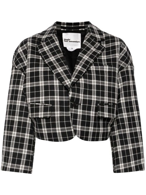 Noir Kei Ninomiya checked cropped blazer - Black
