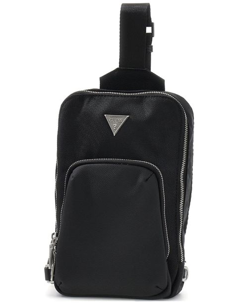 Men's Berna Logo Detail Crossover Bag - Black
