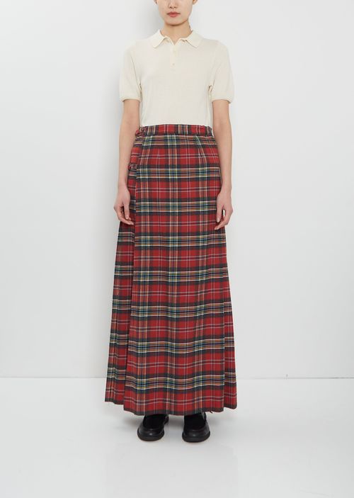 Meta Campania Collective Maya Pleated Cotton Tartan Skirt Red / Black