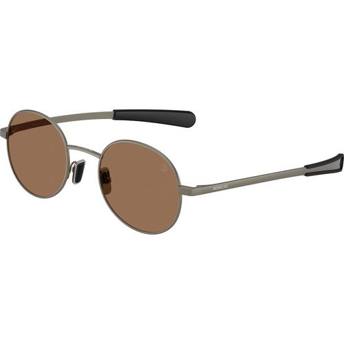 Moncler Unisex Moncler ME4016 CENTRO 100273 Gafas de sol Metal Gris Marrón Redonda Norma
