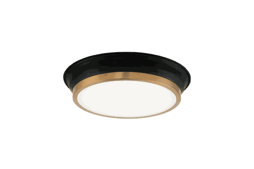 Black Aged Gold Brass One Light Ceiling Mount from the Jaxx Collection