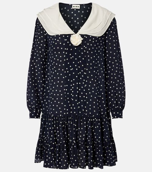 Valetta polka-dot silk crêpe minidress