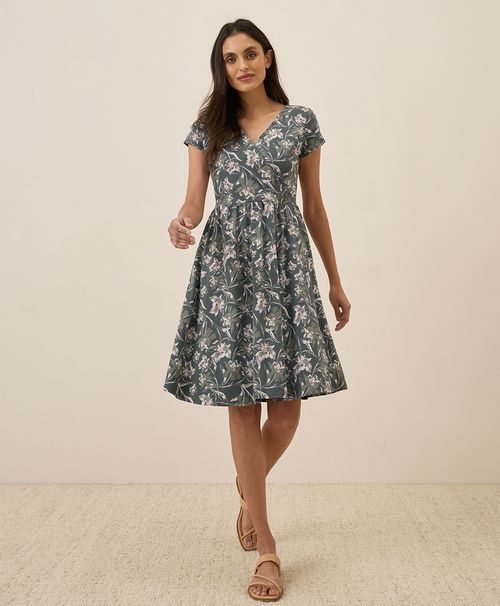 Women's Vineyard Floral Castor Grey Fit & Flare Crossover Dre