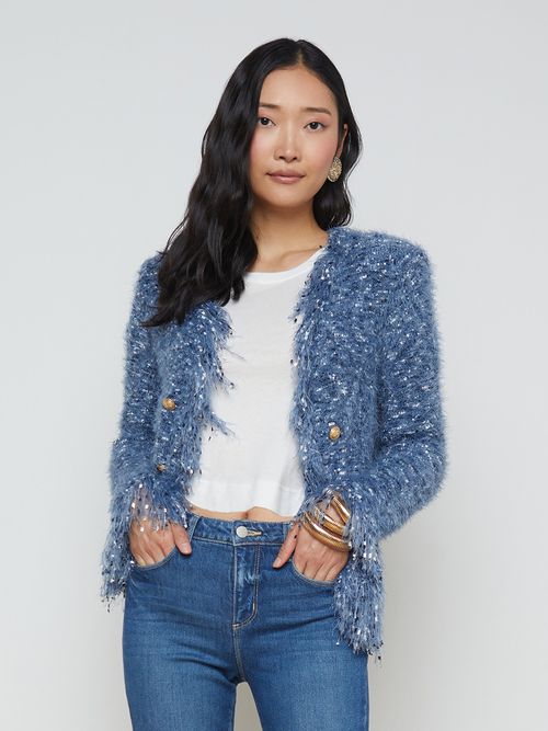 Azure Cardigan Blazer In Blue
