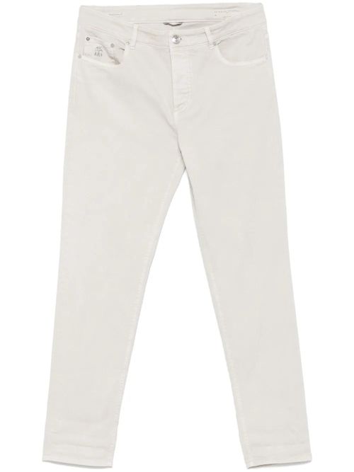 Logo-Patch Denim Jeans — Beige