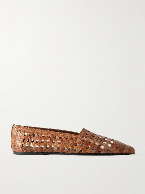 Ayame Woven Leather Pointed-toe Flats - Brown