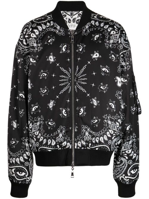 Paisley-print reversible bomber jacket - Black