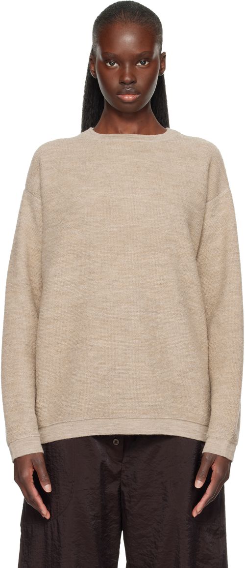 Beige Fine Terry Crewneck Sweater