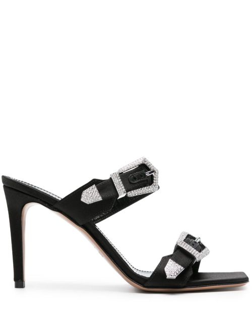 Ursula 85mm satin mules - Black
