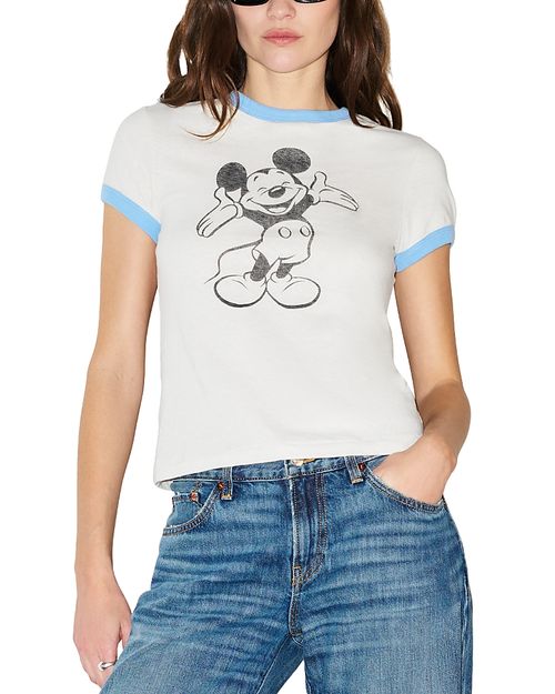 60s Slim The Mickey Mouse Club Grapic Ringer Tee