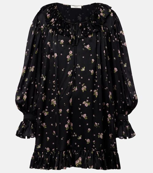 Chloé Gathered silk charmeuse minidress