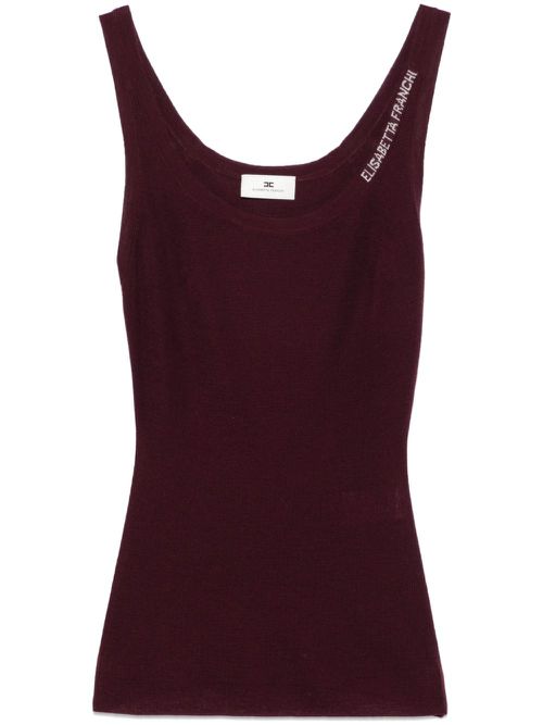 Jacquard logo knitted top - Red