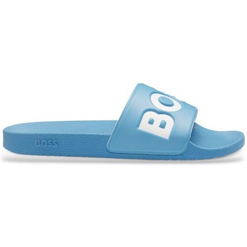 Hugo Boss Black Mens ARYEH SLIDERS TURQUOISE AQUA - Blue Cotton