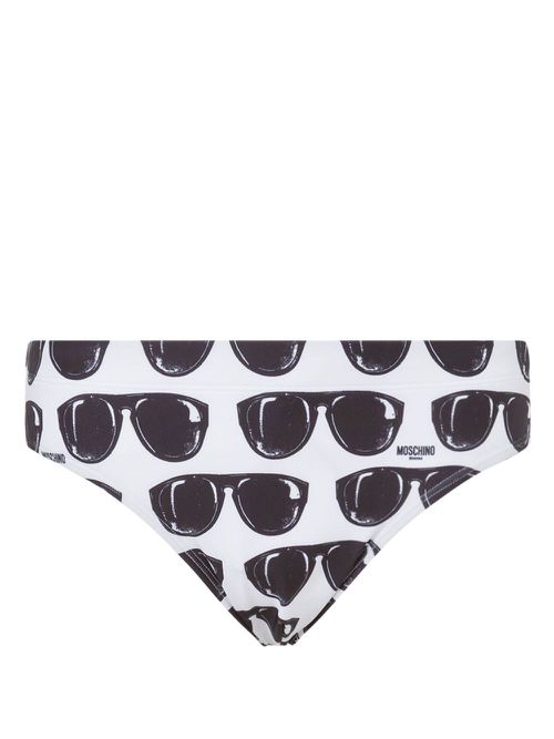 Sunglssed-print swim briefs - White