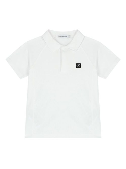 Logo-patch cotton polo shirt - White
