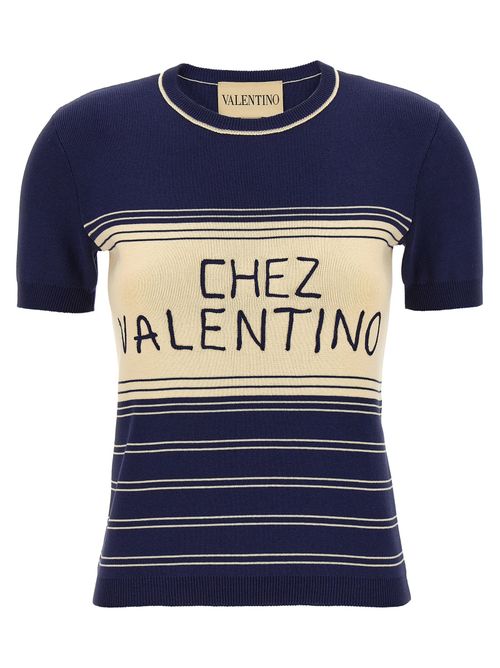 Logo-Embroidered Striped Cotton T-shirt — Navy
