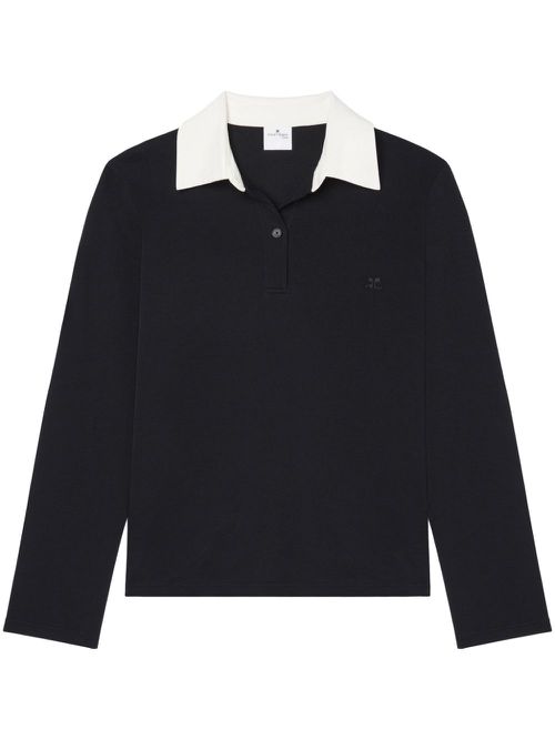 Contrasting cotton blend polo shirt - Black