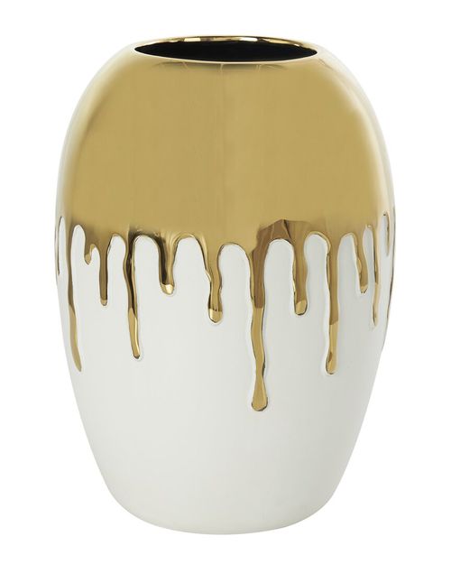 CosmoLiving by Cosmopolitan Ceramic Vase with Abstract Melting Drips
