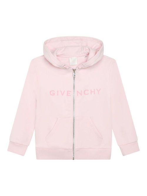 Logo-print zipped hoodie - Pink