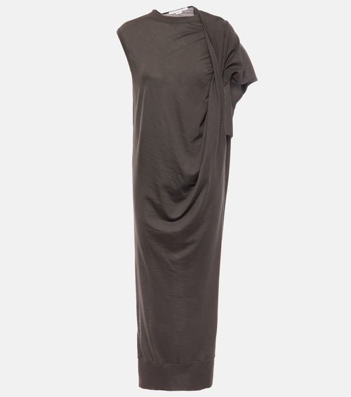 Draped wool maxi dress