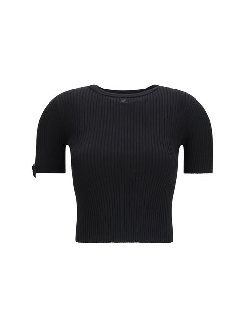 Ribbed Crew Neck Tank Top — Black
