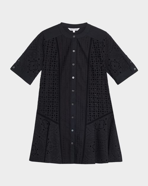 Dara Short-Sleeve Cotton Eyelet Mini Dress