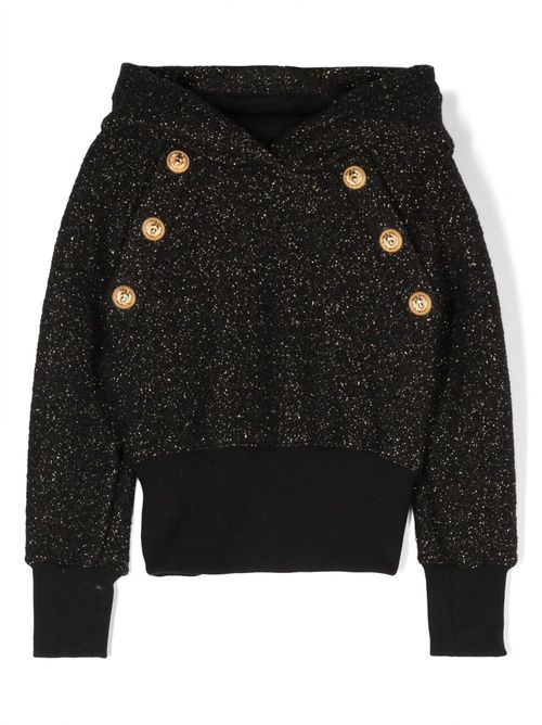 Glitter-detail wool-blend hoodie - Black