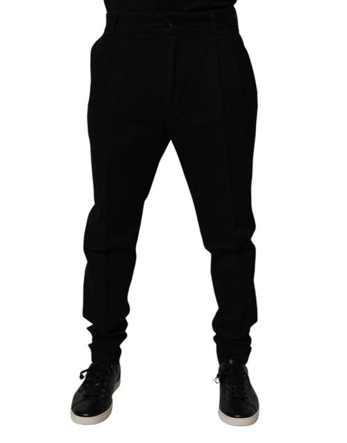 Cotton Stretch Skinny Trousers — Black